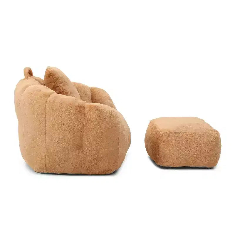 Fauteuil poire TUYOHW en forme de coquillage avec pouf, ensemble fauteuil de relaxation et repose-pieds en fausse fourrure, grand canapé de sol pour adultes