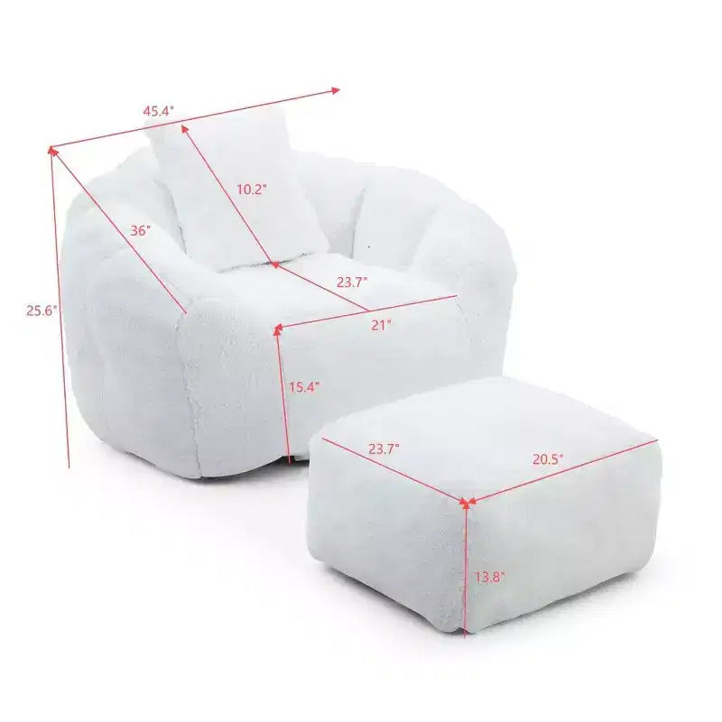 Fauteuil poire TUYOHW en forme de coquillage avec pouf, ensemble fauteuil de relaxation et repose-pieds en fausse fourrure, grand canapé de sol pour adultes