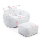 Fauteuil poire TUYOHW en forme de coquillage avec pouf, ensemble fauteuil de relaxation et repose-pieds en fausse fourrure, grand canapé de sol pour adultes