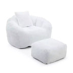 Fauteuil poire TUYOHW en forme de coquillage avec pouf, ensemble fauteuil de relaxation et repose-pieds en fausse fourrure, grand canapé de sol pour adultes