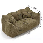 TUYOHW Canapé poire extra long de 185 cm, Transat en chenille 2 places avec âme en mousse haute résilience, Canapé de sol en chenille pour salon