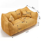 TUYOHW Canapé poire extra long de 185 cm, Transat en chenille 2 places avec âme en mousse haute résilience, Canapé de sol en chenille pour salon