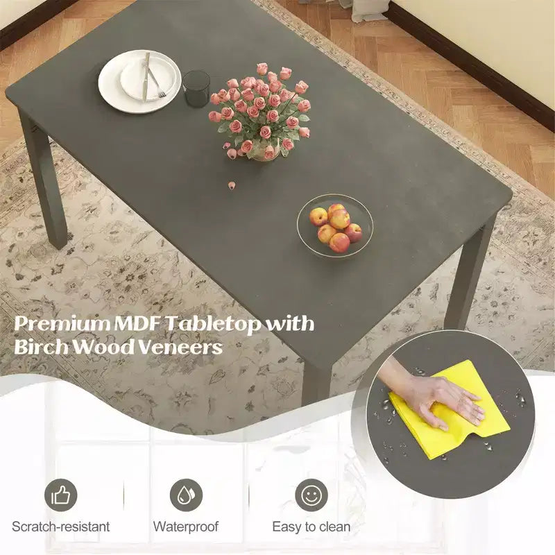 Costway Table de salle à manger rectangulaire 48" en bois pour 4 personnes avec pieds en bois de caoutchouc