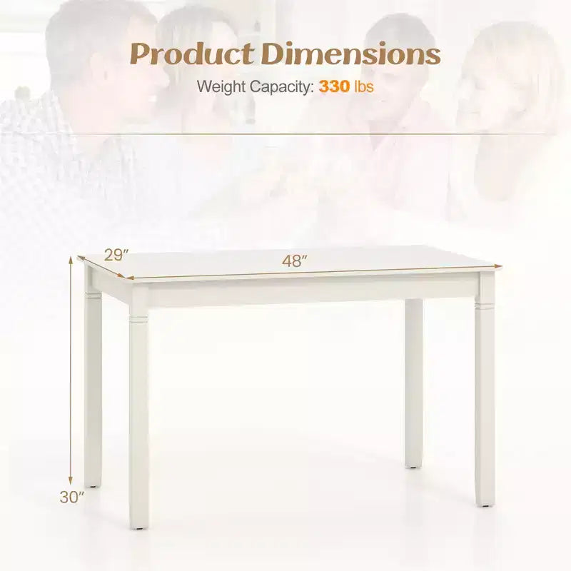 Costway Table de salle à manger rectangulaire 48" en bois pour 4 personnes avec pieds en bois de caoutchouc
