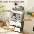 Buffet 2 portes Costway avec tiroirs et armoire de rangement, pieds en métal pour salon