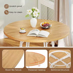 Table à manger Costway de 119 cm avec 8 pieds de support en métal et base en croix pour salle à manger
