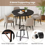 Table à manger Costway de 119 cm avec 8 pieds de support en métal et base en croix pour salle à manger
