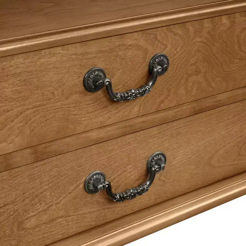 Console Rétro Courbée Luxystar 43'' avec 3 Tiroirs et Étagère de Rangement pour Salon et Couloir, Marron