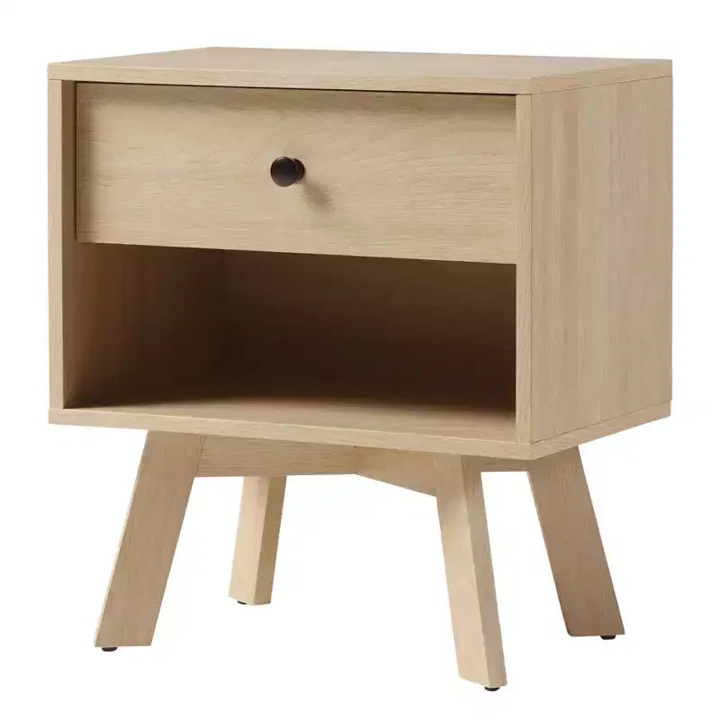 Table de chevet GDFStudio Alden de style Mid-Century avec niche ouverte et tiroir à glissière fluide