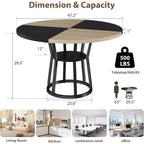Table à manger ronde pour 4-6 personnes, table de cuisine de ferme de 107 cm avec rangement, tables à dîner circulaires pour cuisine, salle à manger, salon, appartement