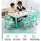 Ensemble table et 6 chaises pour enfants, réglable en hauteur, bureau multifonctionnel, chaises ergonomiques, pour salles de classe, garderies