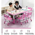 Ensemble table et 6 chaises pour enfants, réglable en hauteur, bureau multifonctionnel, chaises ergonomiques, pour salles de classe, garderies