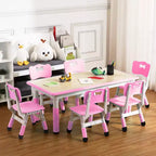 Ensemble table et 6 chaises pour enfants, réglable en hauteur, bureau multifonctionnel, chaises ergonomiques, pour salles de classe, garderies