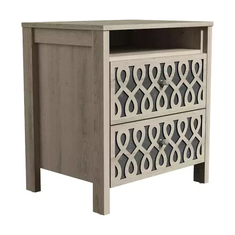 Tables de chevet Galano Modernes à 2 tiroirs avec rangement ouvert 53 cm L 40 cm P 57,6 cm H