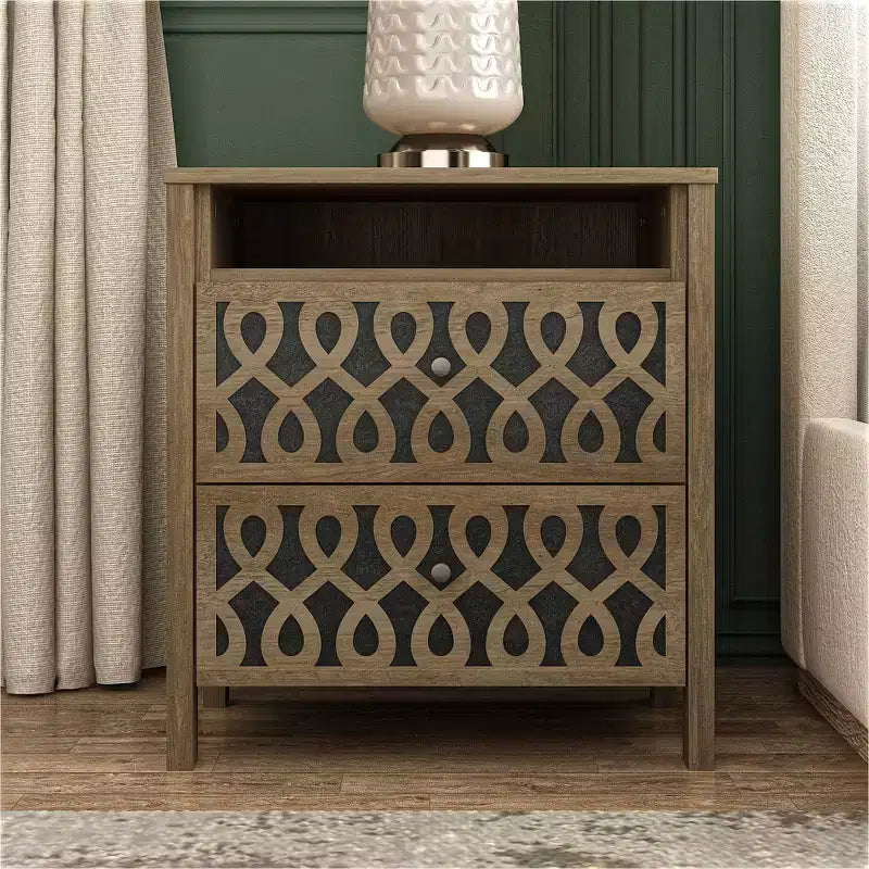 Tables de chevet Galano Modernes à 2 tiroirs avec rangement ouvert 53 cm L 40 cm P 57,6 cm H