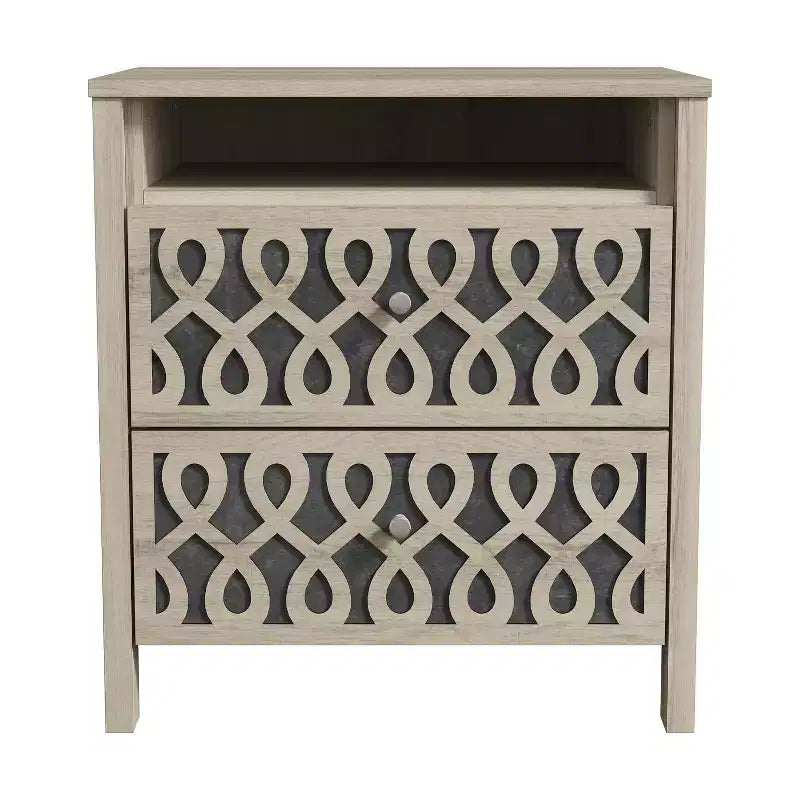 Tables de chevet Galano Modernes à 2 tiroirs avec rangement ouvert 53 cm L 40 cm P 57,6 cm H