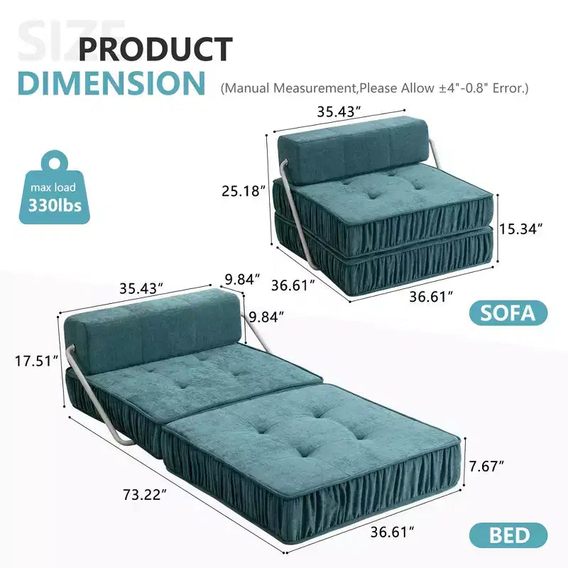 Canapé pliant, canapé-lit et matelas de sol convertibles, lit compact avec dossier amovible