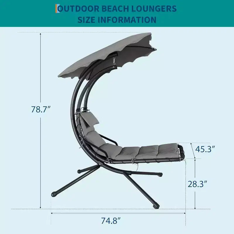 Acekool Chaise longue suspendue, Transat hamac incurvé avec auvent pour extérieur et intérieur, patio, jardin, rouge/vert/gris