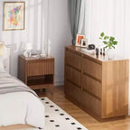 Commode 6 tiroirs KOLIGEY 119 cm de large avec panneaux cannelés ondulés