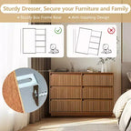 Commode 6 tiroirs KOLIGEY 119 cm de large avec panneaux cannelés ondulés
