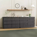 Commode 6 tiroirs KOLIGEY 119 cm de large avec panneaux cannelés ondulés
