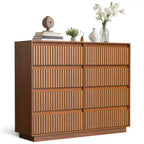 KOLIGEY Commode 8 tiroirs 132 cm de large avec panneau cannelé ondulé