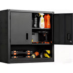 Armoire murale avec étagère réglable, casier de garage en acier robuste avec portes magnétiques verrouillables, armoire à outils murale pour entrepôt ou maison