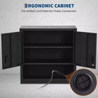 Armoire murale avec étagère réglable, casier de garage en acier robuste avec portes magnétiques verrouillables, armoire à outils murale pour entrepôt ou maison