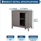 Meuble de rangement cannelé de 32 pouces, buffet à 2 portes, meuble d'appoint moderne du milieu du siècle avec étagères réglables
