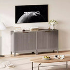 Meuble de rangement cannelé de 32 pouces, buffet à 2 portes, meuble d'appoint moderne du milieu du siècle avec étagères réglables