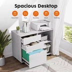 Classeur de rangement multiples TUYOHW à 3 tiroirs, meuble de rangement mobile silencieux pour la maison et le bureau, meuble sous bureau de 78,7 cm L x 61 cm H, 150 kg max.