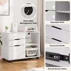 Classeur de rangement multiples TUYOHW à 3 tiroirs, meuble de rangement mobile silencieux pour la maison et le bureau, meuble sous bureau de 78,7 cm L x 61 cm H, 150 kg max.