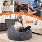 Okak 36/48in Grands Poufs avec Mousse à Mémoire de Forme pour Adultes, Poufs avec Housse Lavable Amovible, Canapé Paresseux pour Salon