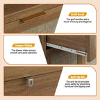 Meuble à chaussures en rotin rustique 32,4 – Organisateur de rangement de style bohème à 5 niveaux avec portes et étagères pour entrée, couloir et placard (finition chêne)