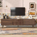 Clihome Mid Century TV Stand with 2 Drawers, Media Console Table for TVs up to 80'', Entertainment Center with Storage for Living Room