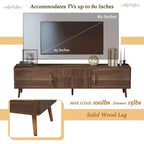 Meuble TV mi-siècle Clihome avec 2 tiroirs, console média pour TV jusqu'à 80 pouces, meuble de rangement pour salon