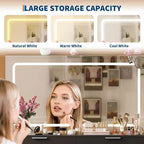 Coiffeuse avec grand miroir, ensemble coiffeuse avec prise de courant, tabouret, 10 tiroirs, loupe, support de sèche-cheveux pour chambre à coucher, dressing