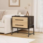 Tables de chevet avec 2 tiroirs et étagère ouverte, table d'appoint moderne avec pieds en métal, meuble de rangement compact pour petit appartement