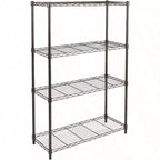 4 - Shelf Heavy Duty Steel Wire Rack Storage Shelving Organizer Kitchen Garage 36 Inch Lx 14 Inch Wx 54 Inch H Black Adjustable
