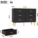 Commode Acekool à 6 tiroirs, commode moderne avec poignées et pieds dorés, meuble de rangement pour chambre ou salon