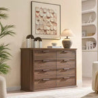Commode moderne en bois Zeus et Ruta Fluted 52 avec 8 tiroirs, design courbé pour salon et couloir