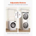 Étagères de rangement VEVOR pour machine à laver et sèche-linge, étendoir à linge à 5 niveaux avec tringle et crochets, étagères réglables à deux rangées, Blanc