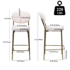 Lot de 2 tabourets de bar en velours TUYOHW, chaises de bar à hauteur de comptoir avec pieds en métal, dossier ovale et repose-pieds, tabourets d'appoint pour îlot de cuisine, bar à domicile