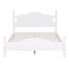 Lit Cabane en Bois Taille Double/Grand, Facile à Monter, Lit Plateforme, Aucun Sommier Tapissier Requis, Sommier à Lattes en Bois, Blanc_Taille Double
