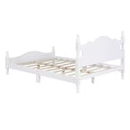 Lit Cabane en Bois Taille Double/Grand, Facile à Monter, Lit Plateforme, Aucun Sommier Tapissier Requis, Sommier à Lattes en Bois, Blanc_Taille Double