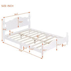 Lit Cabane en Bois Taille Double/Grand, Facile à Monter, Lit Plateforme, Aucun Sommier Tapissier Requis, Sommier à Lattes en Bois, Blanc_Taille Double
