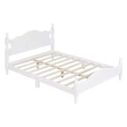Lit Cabane en Bois Taille Double/Grand, Facile à Monter, Lit Plateforme, Aucun Sommier Tapissier Requis, Sommier à Lattes en Bois, Blanc_Taille Double