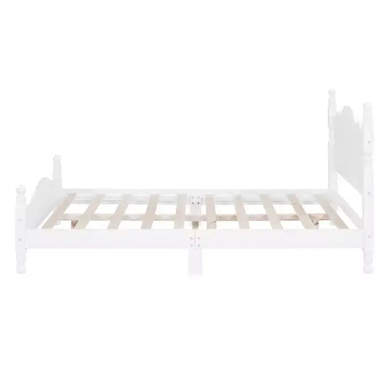 Lit Cabane en Bois Taille Double/Grand, Facile à Monter, Lit Plateforme, Aucun Sommier Tapissier Requis, Sommier à Lattes en Bois, Blanc_Taille Double