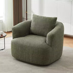 TUYOHW 38.2 Fauteuil pivotant, Fauteuil d'appoint rembourré avec ressorts ensachés, assise profonde, coussin décoratif, chaise longue pour salon, chambre à coucher