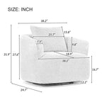TUYOHW 38.2 Fauteuil pivotant, Fauteuil d'appoint rembourré avec ressorts ensachés, assise profonde, coussin décoratif, chaise longue pour salon, chambre à coucher